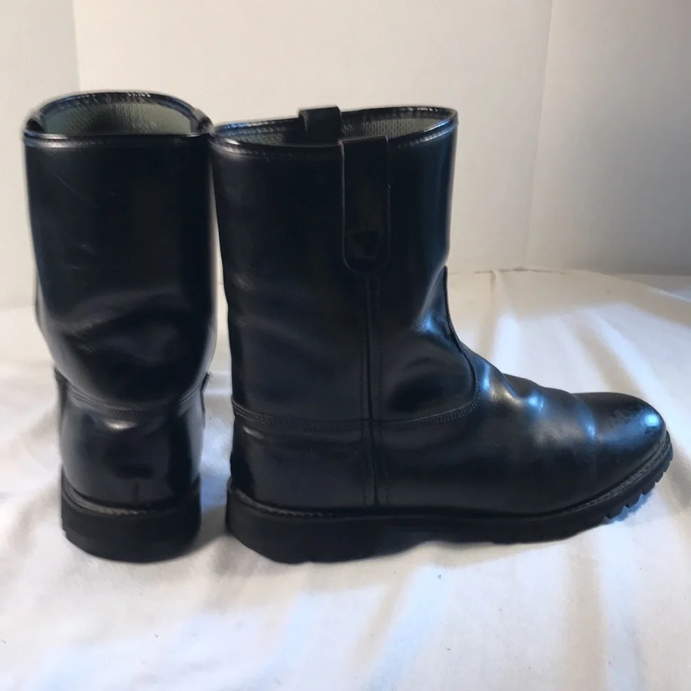 Men’s  VIBRAM Vintage Black Leather Biker Work Goth Western Short Pull On Boots